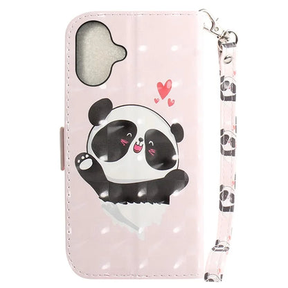 For iPhone 16 Case 3D Pattern Print Leather Flip Wallet Phone Cover