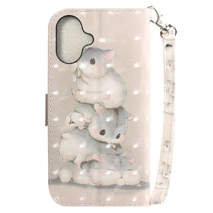 For iPhone 16 Case 3D Pattern Print Leather Flip Wallet Phone Cover