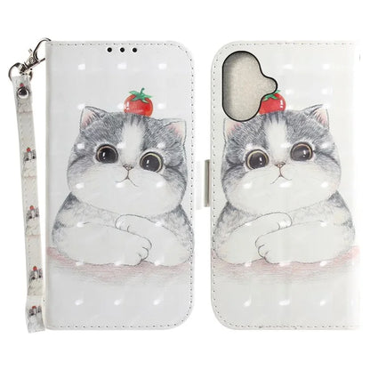 For iPhone 16 Case 3D Pattern Print Leather Flip Wallet Phone Cover