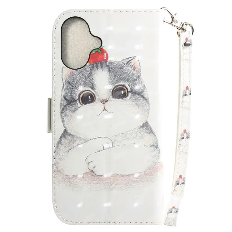 For iPhone 16 Case 3D Pattern Print Leather Flip Wallet Phone Cover