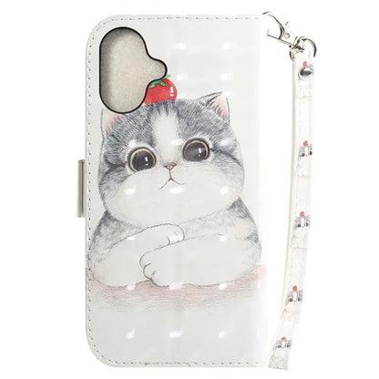 For iPhone 16 Case 3D Pattern Print Leather Flip Wallet Phone Cover