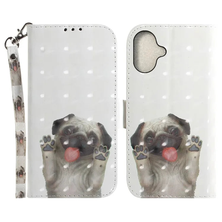 For iPhone 16 Case 3D Pattern Print Leather Flip Wallet Phone Cover