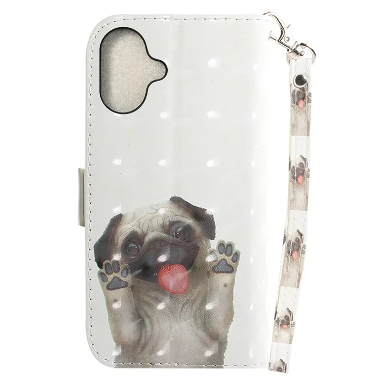 For iPhone 16 Case 3D Pattern Print Leather Flip Wallet Phone Cover