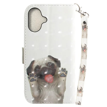 For iPhone 16 Case 3D Pattern Print Leather Flip Wallet Phone Cover