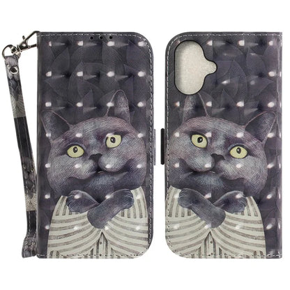 For iPhone 16 Case 3D Pattern Print Leather Flip Wallet Phone Cover