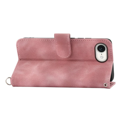 For iPhone SE (2024) Leather Case Multiple Card Slots Phone Cover with 2 Straps