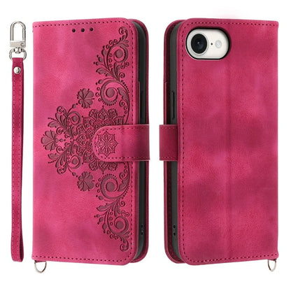 For iPhone SE (2024) Leather Case Multiple Card Slots Phone Cover with 2 Straps