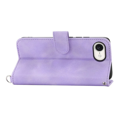 For iPhone SE (2024) Leather Case Multiple Card Slots Phone Cover with 2 Straps