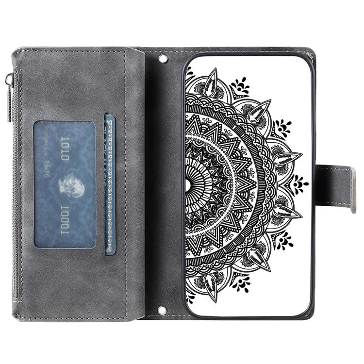 Style 006 For Xiaomi 14T Phone Case Mandala Flower Pattern PU Leather Zipper Wallet Stand Cover