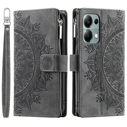 Style 006 For Xiaomi 14T Phone Case Mandala Flower Pattern PU Leather Zipper Wallet Stand Cover
