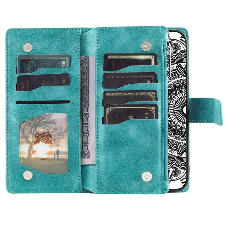 Style 006 For Xiaomi 14T Phone Case Mandala Flower Pattern PU Leather Zipper Wallet Stand Cover