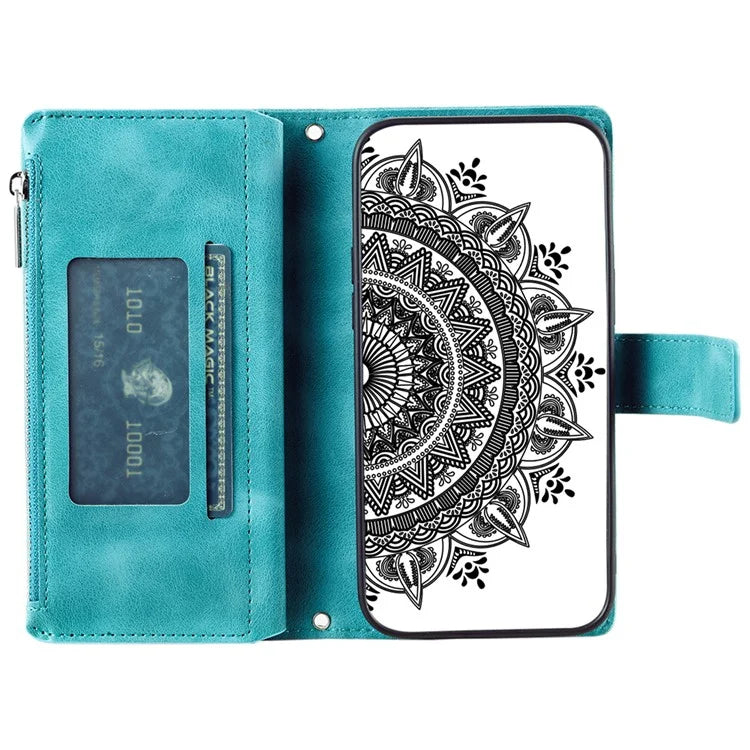 Style 006 For Xiaomi 14T Phone Case Mandala Flower Pattern PU Leather Zipper Wallet Stand Cover
