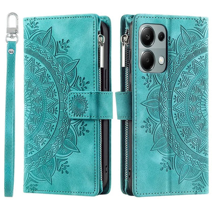 Style 006 For Xiaomi 14T Phone Case Mandala Flower Pattern PU Leather Zipper Wallet Stand Cover