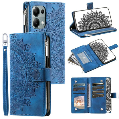 Style 006 For Xiaomi 14T Phone Case Mandala Flower Pattern PU Leather Zipper Wallet Stand Cover