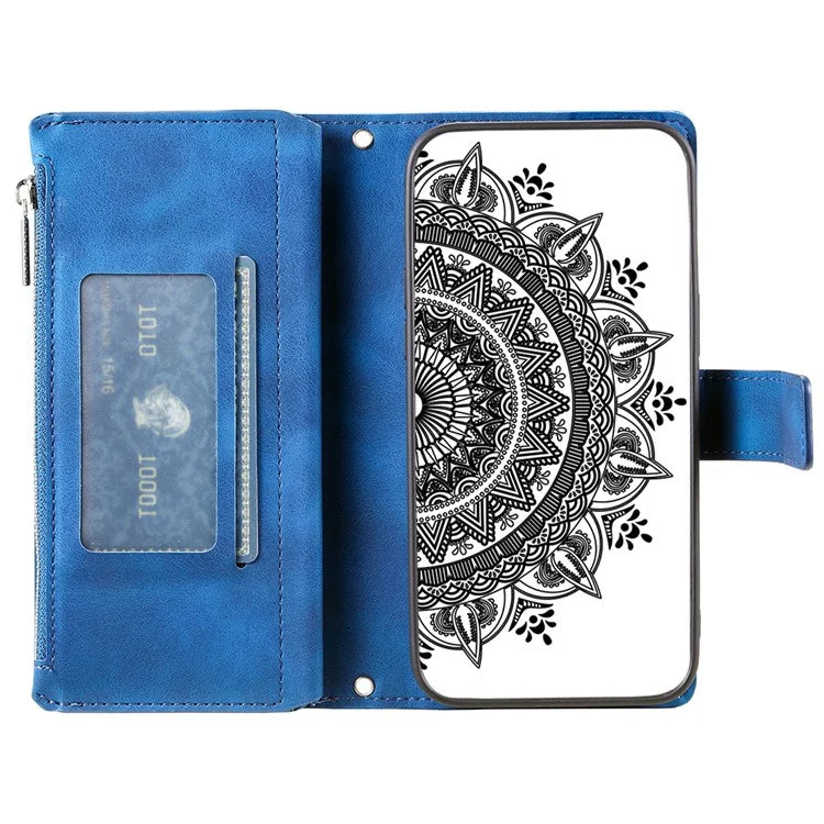 Style 006 For Xiaomi 14T Phone Case Mandala Flower Pattern PU Leather Zipper Wallet Stand Cover