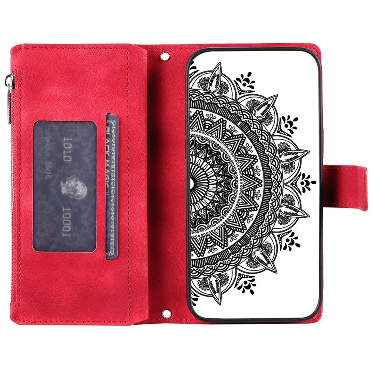 Style 006 For Xiaomi 14T Phone Case Mandala Flower Pattern PU Leather Zipper Wallet Stand Cover
