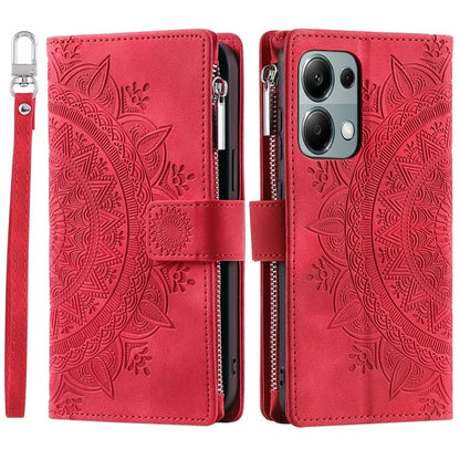 Style 006 For Xiaomi 14T Phone Case Mandala Flower Pattern PU Leather Zipper Wallet Stand Cover