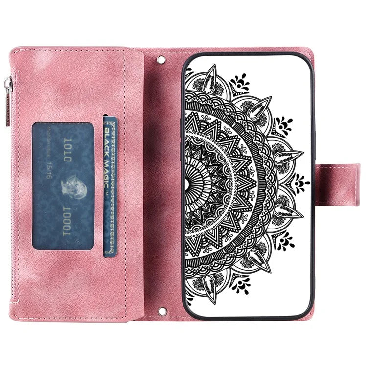 Style 006 For Xiaomi 14T Phone Case Mandala Flower Pattern PU Leather Zipper Wallet Stand Cover