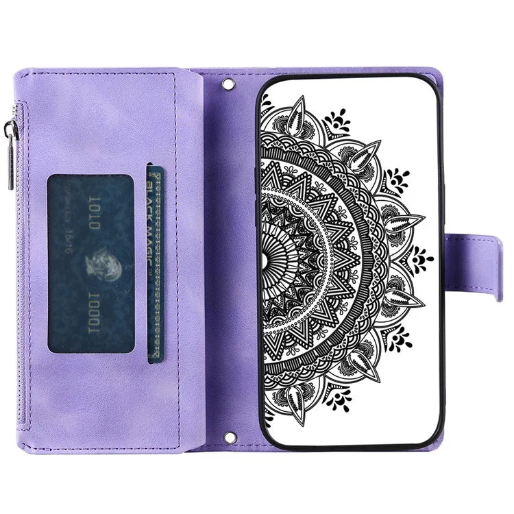 Style 006 For Xiaomi 14T Phone Case Mandala Flower Pattern PU Leather Zipper Wallet Stand Cover