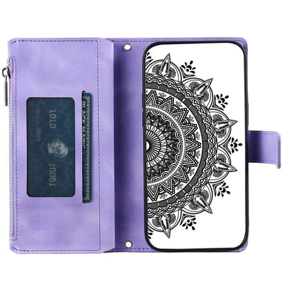 Style 006 For Xiaomi 14T Phone Case Mandala Flower Pattern PU Leather Zipper Wallet Stand Cover