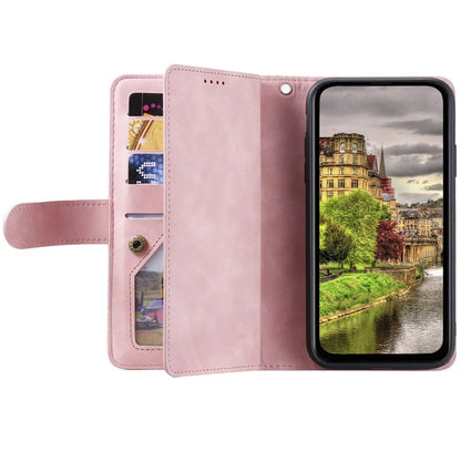 For Xiaomi Redmi 14C 4G Case Zipper Pocket PU Leather Phone Cover with 9 Card Slots