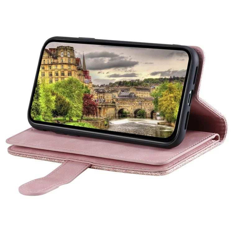 For Xiaomi Redmi 14C 4G Case Zipper Pocket PU Leather Phone Cover with 9 Card Slots