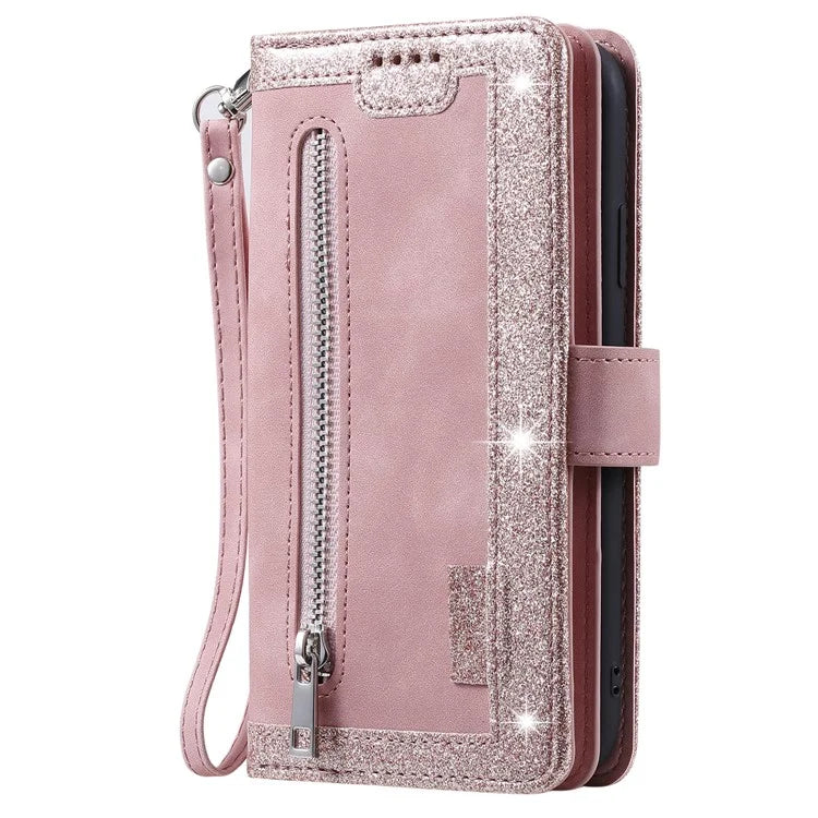 For Xiaomi Redmi 14C 4G Case Zipper Pocket PU Leather Phone Cover with 9 Card Slots