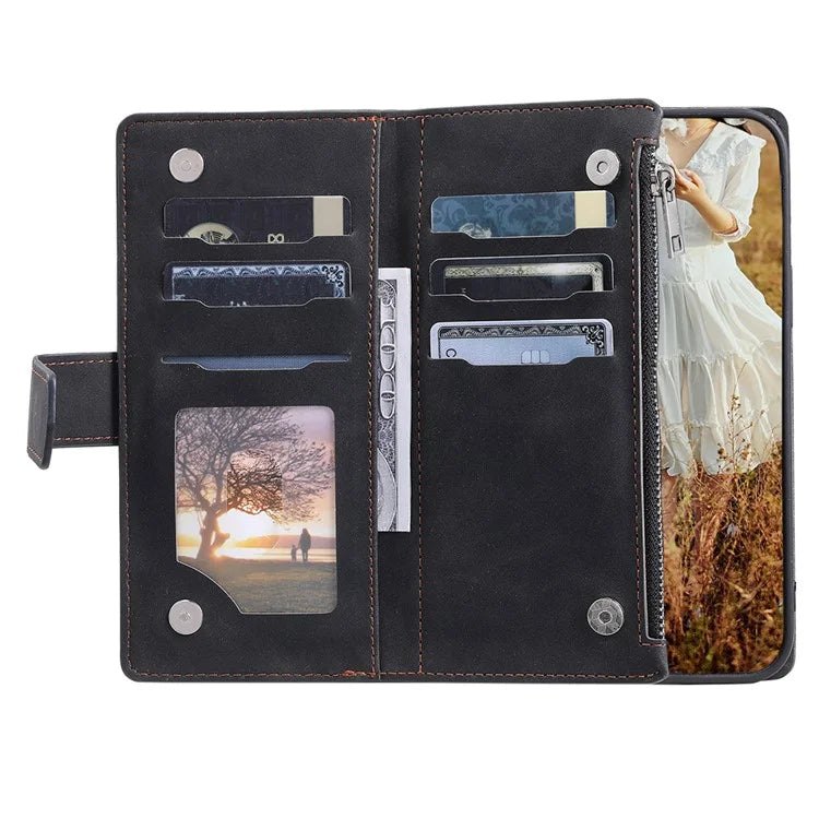 Style 005 For Xiaomi Redmi 14C 4G Zipper Wallet Case Rhombus Stitching Line PU Leather Phone Cover