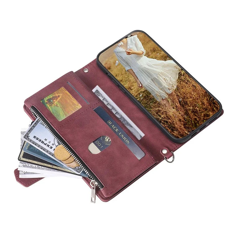 Style 005 For Xiaomi Redmi 14C 4G Zipper Wallet Case Rhombus Stitching Line PU Leather Phone Cover