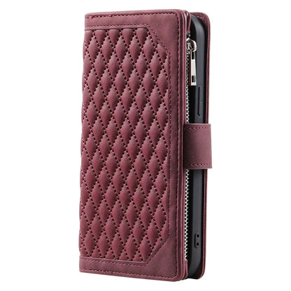 Style 005 For Xiaomi Redmi 14C 4G Zipper Wallet Case Rhombus Stitching Line PU Leather Phone Cover