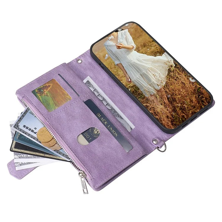 Style 005 For Xiaomi Redmi 14C 4G Zipper Wallet Case Rhombus Stitching Line PU Leather Phone Cover