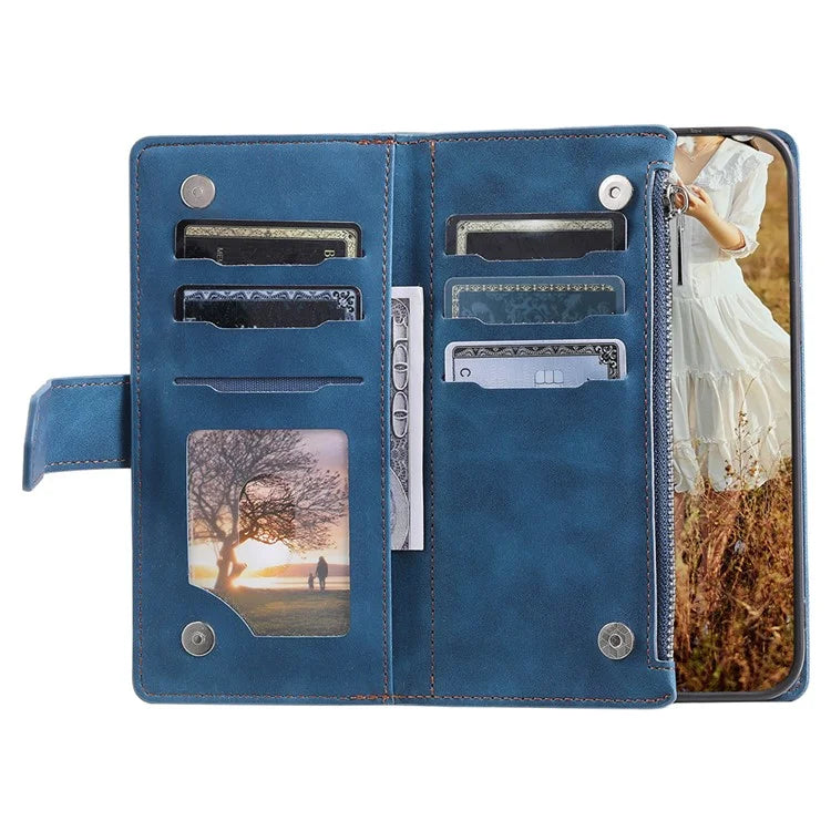 Style 005 For Xiaomi Redmi 14C 4G Zipper Wallet Case Rhombus Stitching Line PU Leather Phone Cover