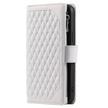 Style 005 For Xiaomi Redmi 14C 4G Zipper Wallet Case Rhombus Stitching Line PU Leather Phone Cover