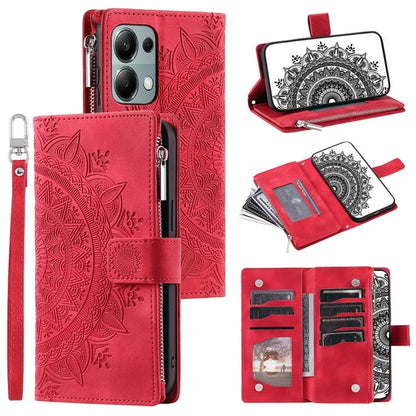 Style 006 For Xiaomi Redmi 14C 4G Case Mandala Flower Pattern PU Leather Zipper Wallet Phone Cover