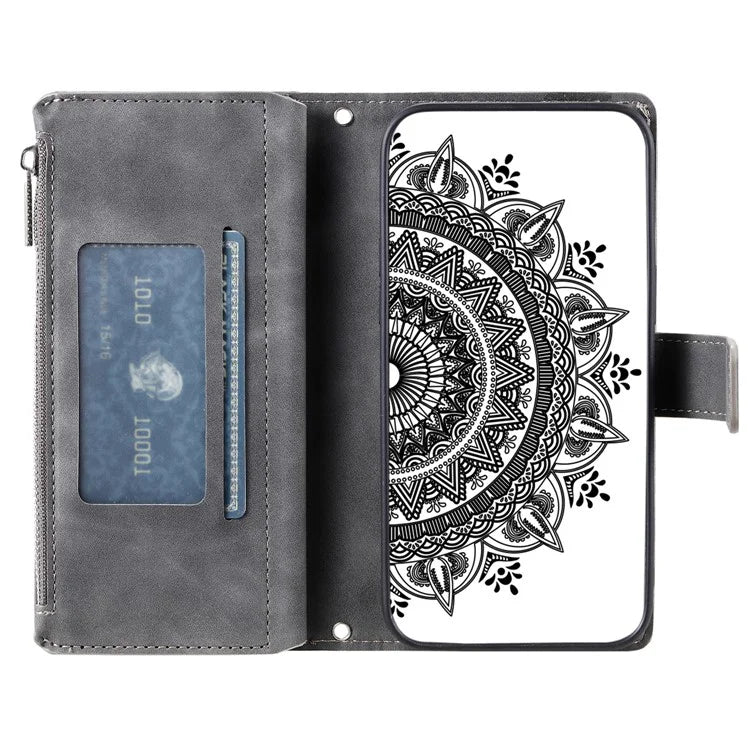 Style 006 For Xiaomi Redmi 14C 4G Case Mandala Flower Pattern PU Leather Zipper Wallet Phone Cover