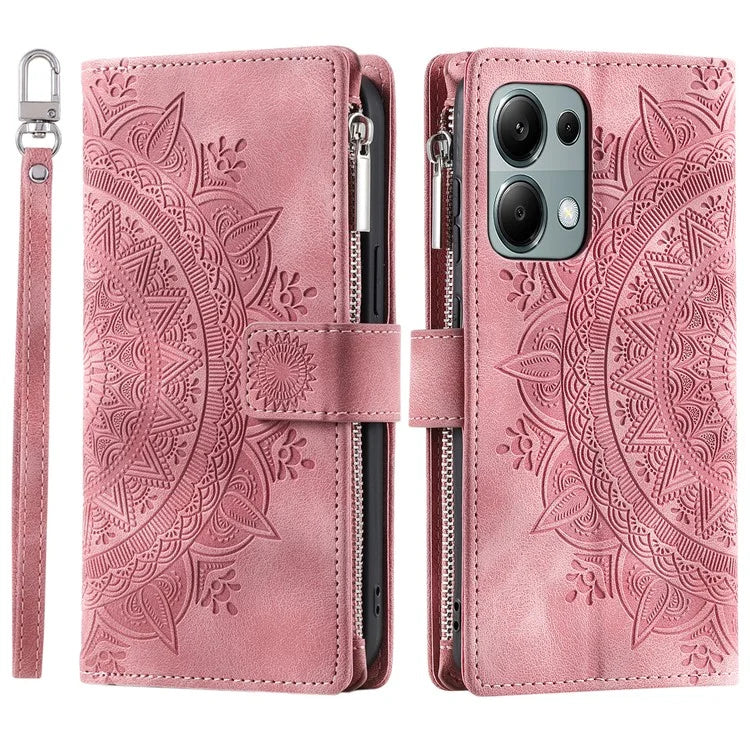 Style 006 For Xiaomi Redmi 14C 4G Case Mandala Flower Pattern PU Leather Zipper Wallet Phone Cover