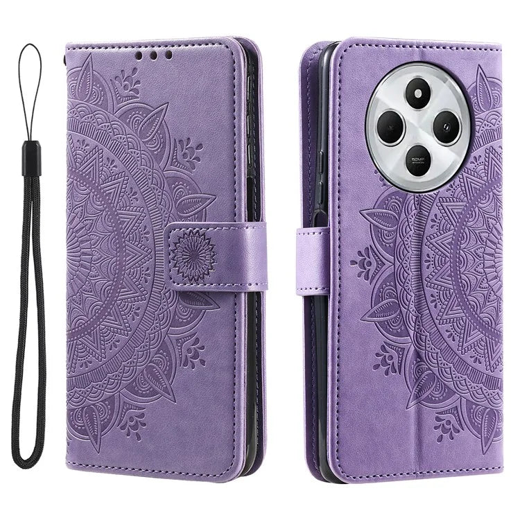 For Xiaomi Redmi 14C 4G Stand Case Imprinted Totem PU Leather Wallet Phone Cover