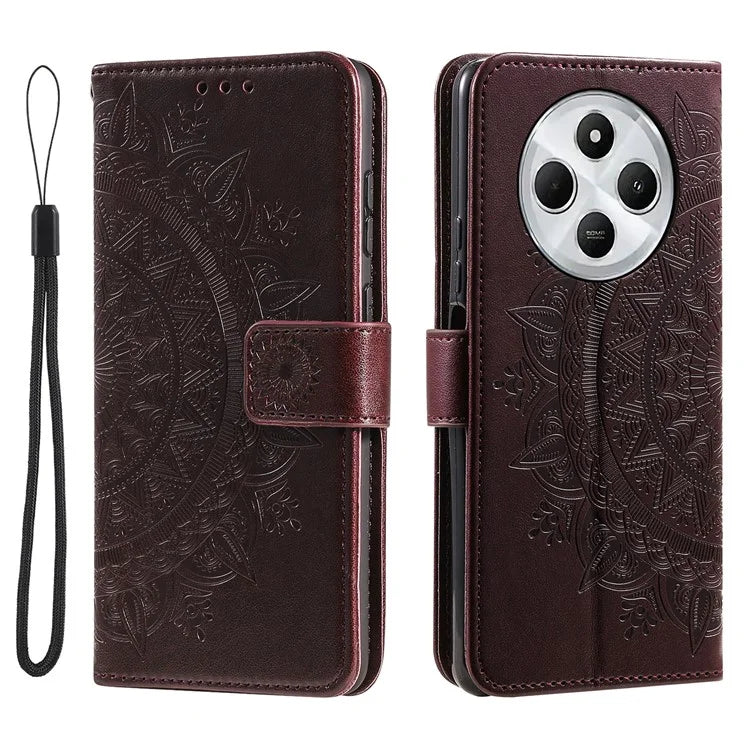 For Xiaomi Redmi 14C 4G Stand Case Imprinted Totem PU Leather Wallet Phone Cover