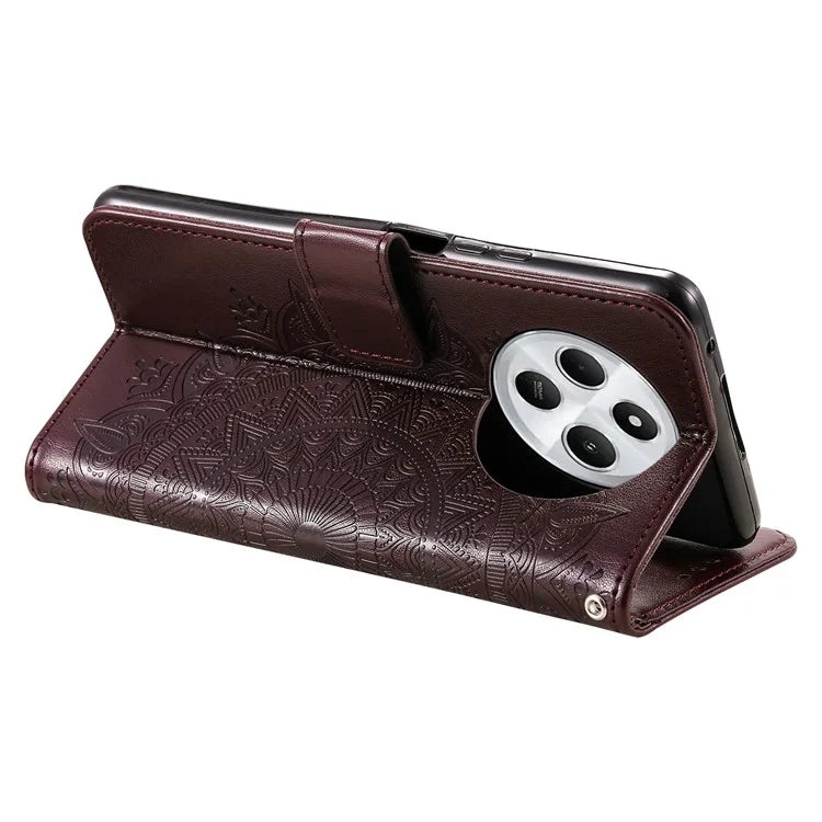 For Xiaomi Redmi 14C 4G Stand Case Imprinted Totem PU Leather Wallet Phone Cover