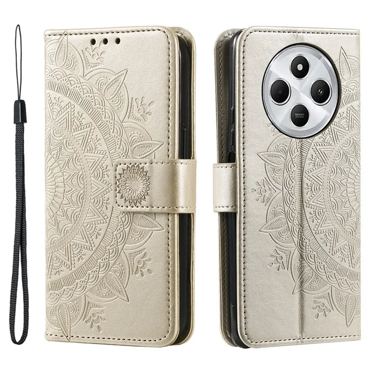 For Xiaomi Redmi 14C 4G Stand Case Imprinted Totem PU Leather Wallet Phone Cover
