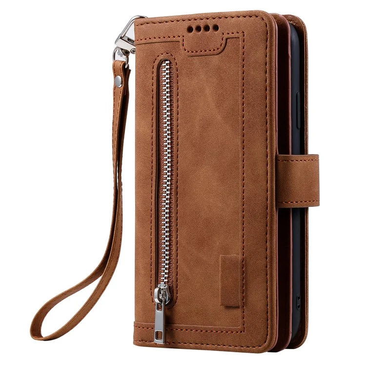 For Xiaomi 14T Phone Case Zipper Pocket 9 Card Slots PU Leather Flip Cover