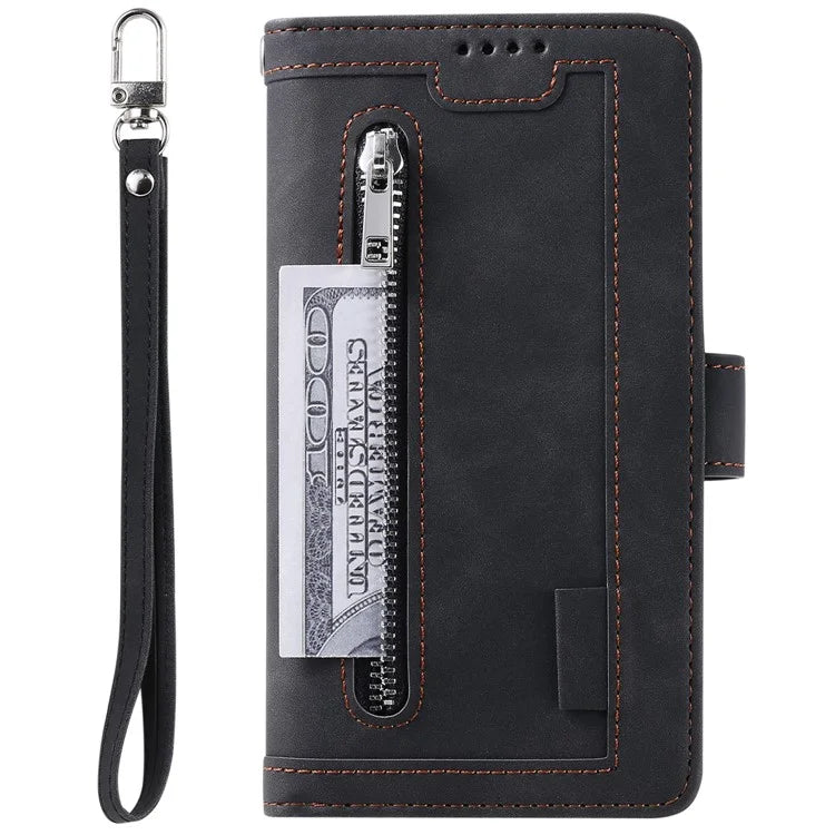 For Xiaomi 14T Phone Case Zipper Pocket 9 Card Slots PU Leather Flip Cover