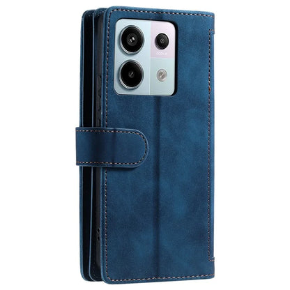 For Xiaomi 14T Phone Case Zipper Pocket 9 Card Slots PU Leather Flip Cover