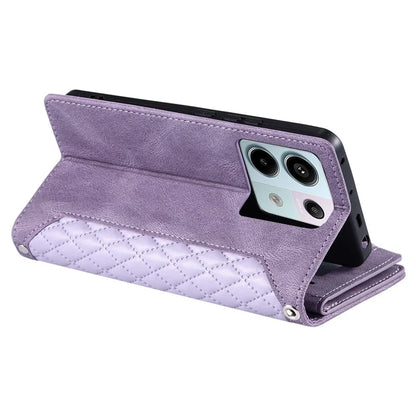 Style 005 For Xiaomi 14T Phone Case Rhombus Stitching Line PU Leather Wallet Cover