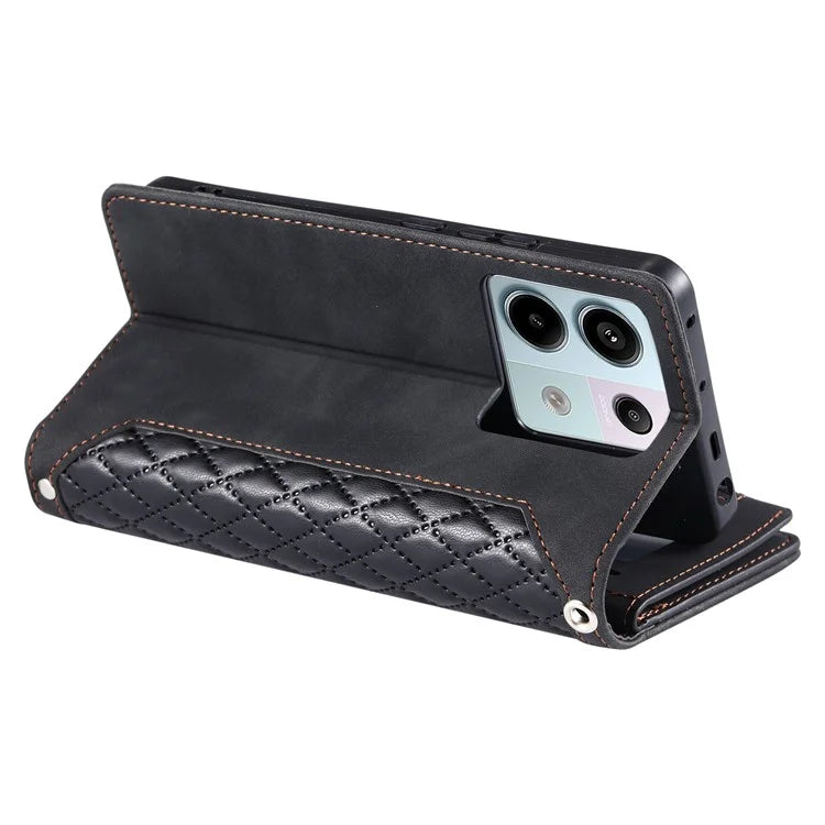 Style 005 For Xiaomi 14T Phone Case Rhombus Stitching Line PU Leather Wallet Cover