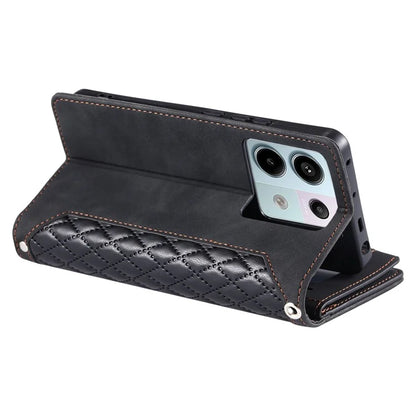 Style 005 For Xiaomi 14T Phone Case Rhombus Stitching Line PU Leather Wallet Cover