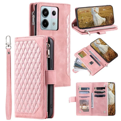 Style 005 For Xiaomi 14T Phone Case Rhombus Stitching Line PU Leather Wallet Cover