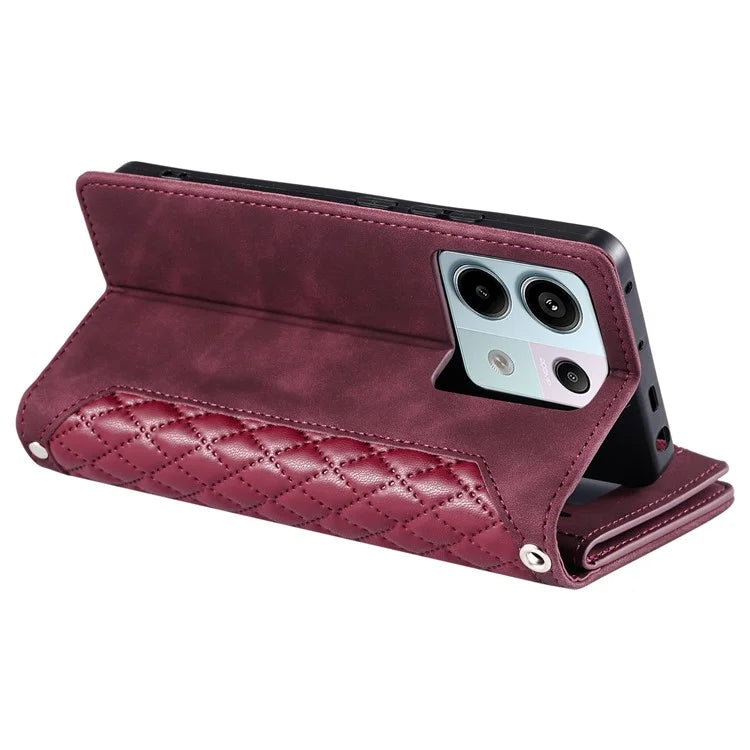 Style 005 For Xiaomi 14T Phone Case Rhombus Stitching Line PU Leather Wallet Cover
