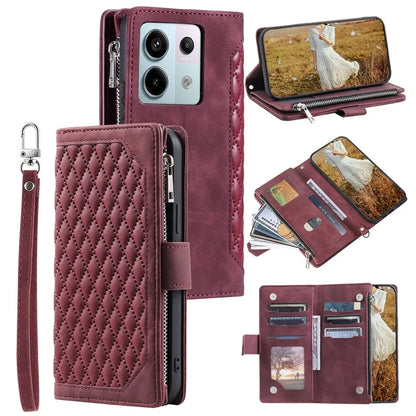 Style 005 For Xiaomi 14T Phone Case Rhombus Stitching Line PU Leather Wallet Cover