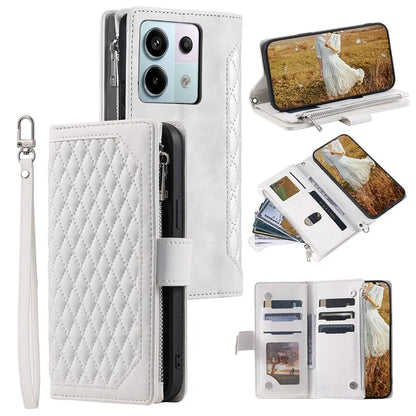 Style 005 For Xiaomi 14T Phone Case Rhombus Stitching Line PU Leather Wallet Cover